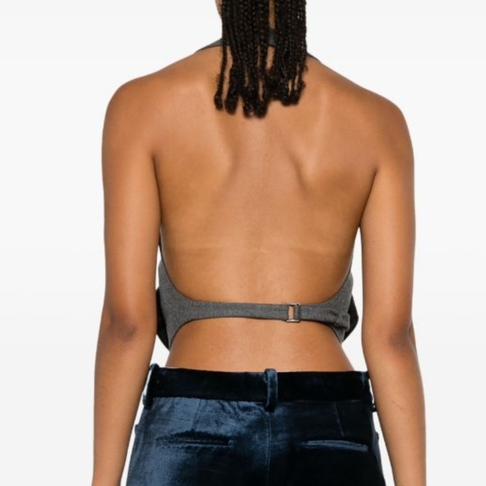 Coastal Cowgirl Suede Backless Heart Shaped Button Halter Waist Coat Vest - Picture 3 of 8